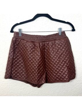 Jolie & Joy Faux Leather Brown Quilted Shorts  Size XL Juniors New